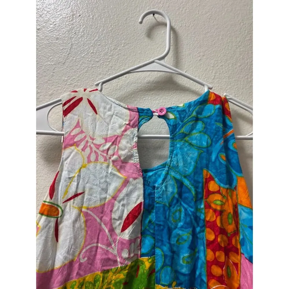 Jams World Lil' People Dress Girls sz Large Multicolor Floral Patchwork Tropical